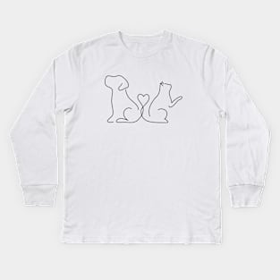 Dog Cat Pets Lover Animals Cute Present Vegan Vegetarian Heart Kids Long Sleeve T-Shirt